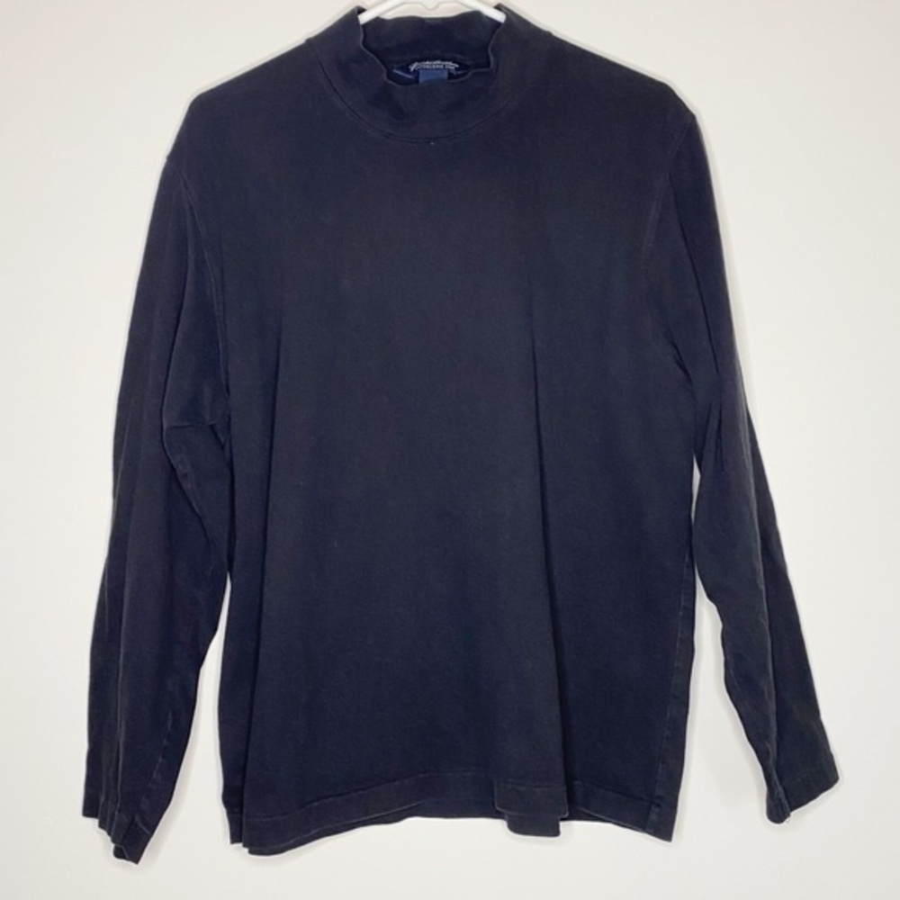 Brooks Brothers Performance Knit Turtleneck Sweater Shirt Cotton Black Size L